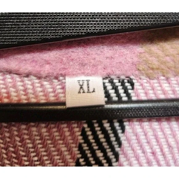 Womens XL Pink Black Jacket Plaid Oversized Thick Flannel Farm Barn Coat Tunic - Picture 11 of 16